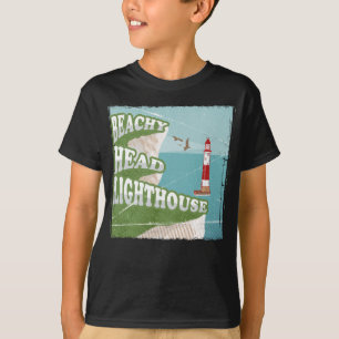 Beachy head vuurtoren retro poster t-shirt