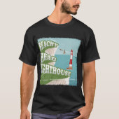 Beachy head vuurtoren retro poster t-shirt (Voorkant)