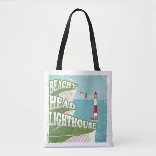 Beachy head vuurtoren retro poster tote bag