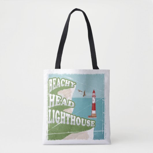 Beachy head vuurtoren retro poster tote bag (Voorkant)