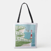 Beachy head vuurtoren retro poster tote bag (Achterkant)