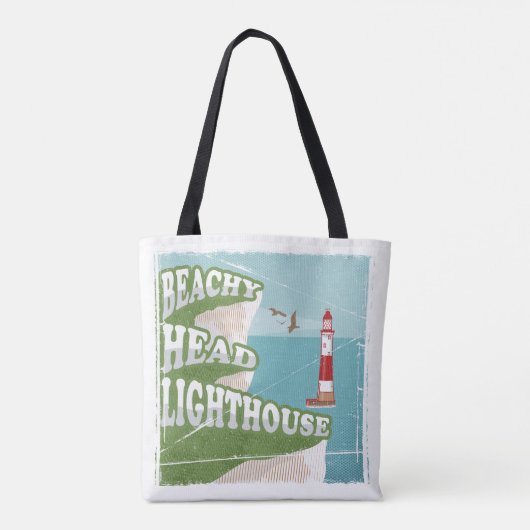 Beachy head vuurtoren retro poster tote bag (Achterkant)