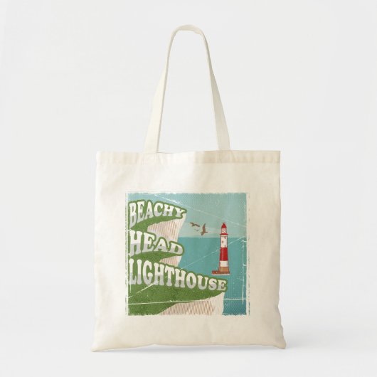 Beachy head vuurtoren retro poster tote bag (Voorkant)