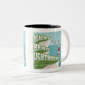 Beachy head vuurtoren retro poster tweekleurige koffiemok (Voorkant rechts)