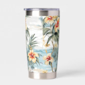 Beachy Hibiscus Floral  Geïsoleerde Drinkbeker (Rechts)