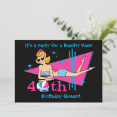 Beachy Keen 40th Birthday Custom Invitations Kaart (Staand voorkant)