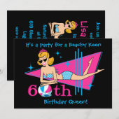 Beachy Keen 60th Birthday Custom Invitations Kaart (Voorkant / Achterkant)