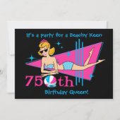 Beachy Keen 75th Birthday Custom Invitations Kaart (Voorkant)