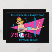 Beachy Keen 75th Birthday Custom Invitations Kaart (Voorkant / Achterkant)
