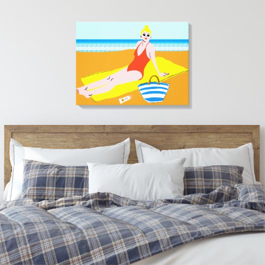 Beachy Keen - Geel Canvas Afdruk (Insitu (Slaapkamer))