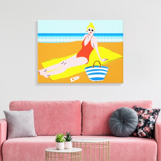 Beachy Keen - Geel Canvas Afdruk (Insitu (Woonkamer))