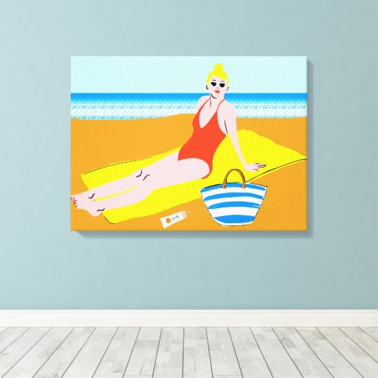 Beachy Keen - Geel Canvas Afdruk (Insitu (Houten vloer))