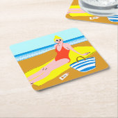 Beachy Keen - Geel Kartonnen Onderzetters (Schuin)