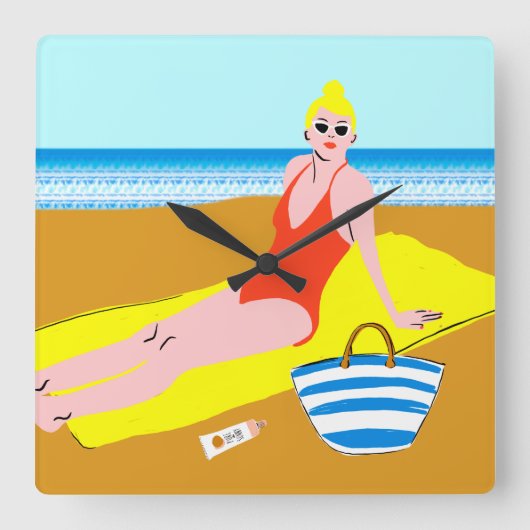 Beachy Keen - Geel Vierkante Klok (Voorkant)