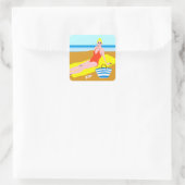 Beachy Keen - Geel Vierkante Sticker (Tas)