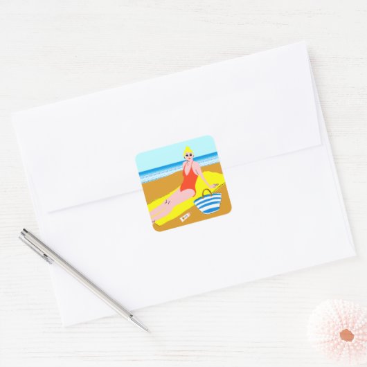 Beachy Keen - Geel Vierkante Sticker (Envelop)