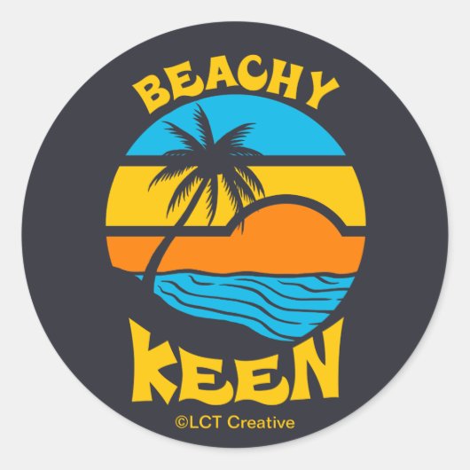 Beachy Keen Ronde Sticker (Voorkant)