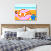 Beachy Keen - Roze Canvas Afdruk (Insitu (Slaapkamer))