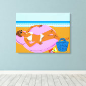 Beachy Keen - Roze Canvas Afdruk (Insitu (Houten vloer))