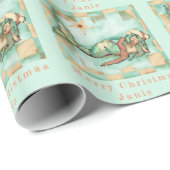 Beachy Kerstmermaid Santa Persoonlijke naam Cadeaupapier (Rol Hoek)