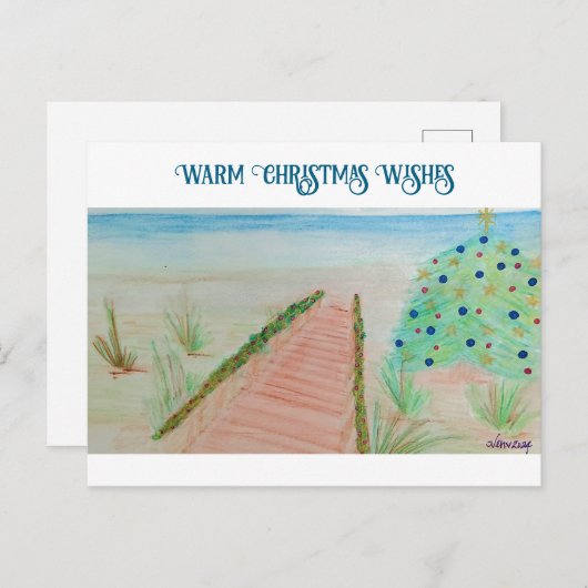 Beachy Kerstmis Feestdagenkaart (Voorkant / Achterkant)
