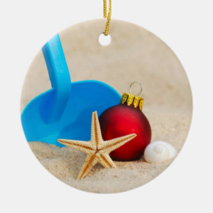 Beachy Kerstmis Keramisch Ornament