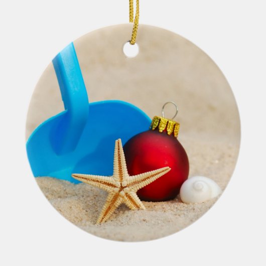 Beachy Kerstmis Keramisch Ornament (Voorkant)