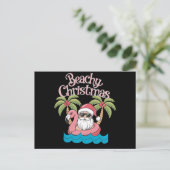 Beachy Kerstmis Tropische vakantie Santa Beach Feestdagenkaart (Staand voorkant)
