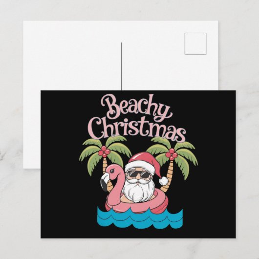 Beachy Kerstmis Tropische vakantie Santa Beach Feestdagenkaart (Voorkant / Achterkant)