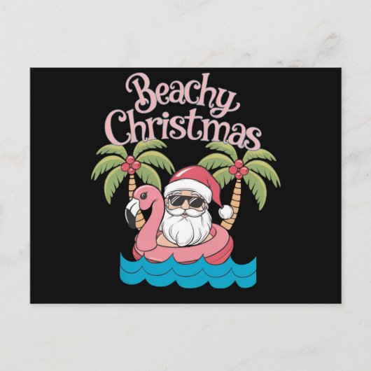 Beachy Kerstmis Tropische vakantie Santa Beach Feestdagenkaart (Voorkant)