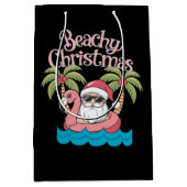 Beachy Kerstmis Tropische vakantie Santa Beach Medium Cadeauzakje (Voorkant)