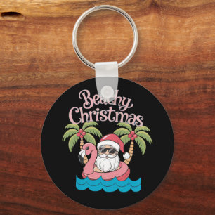 Beachy Kerstmis Tropische vakantie Santa Beach Sleutelhanger
