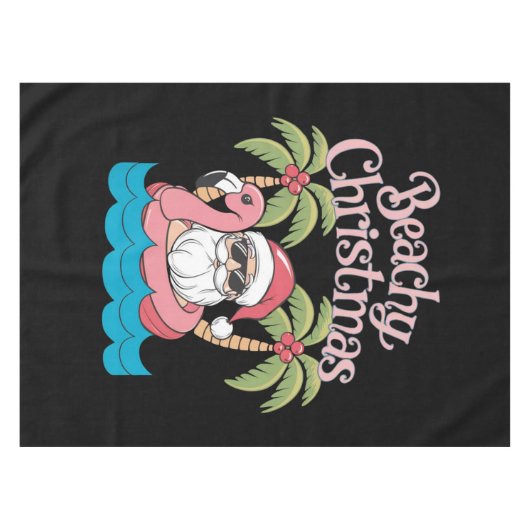 Beachy Kerstmis Tropische vakantie Santa Beach Tafelkleed (Voorkant (Horizontaal))