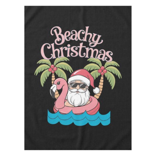 Beachy Kerstmis Tropische vakantie Santa Beach Tafelkleed (Voorkant)