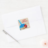Beachy Kerstmis Vierkante Sticker (Envelop)
