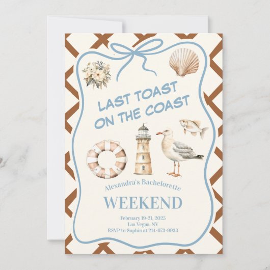 Beachy Lighthouse Lifesaver Coastal Bachelorette Kaart (Voorkant)