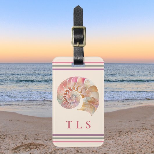 Beachy Monogram Nautilus Tote met stijlvolle strep Bagagelabel
