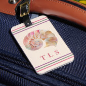 Beachy Monogram Nautilus Tote met stijlvolle strep Bagagelabel
