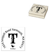 Beachy Monogram Return Address Rubberstempel (Gestempeld)