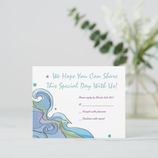 Beachy Ocean Bar Bat Mitzvah RSVP Kaartje (Staand voorkant)