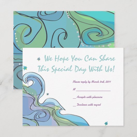 Beachy Ocean Bar Bat Mitzvah RSVP Kaartje (Voorkant / Achterkant)