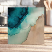 Beachy Ocean Blue en Sand Waterverf Tegeltje