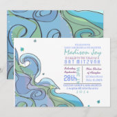 Beachy Ocean Wave Bar Bat Mitzvah Uitnodiging (Voorkant / Achterkant)