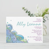 Beachy Ocean Wave Bar Bat Mitzvah Uitnodiging (Staand voorkant)