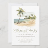 Beachy Palm Waterverf Eenvoudige Pensioen Partij Kaart (Voorkant)
