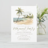 Beachy Palm Waterverf Eenvoudige Pensioen Partij Kaart (Staand voorkant)