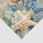 Beachy Pastel Blauwe Krab & Schelpen Decoupage Tissuepapier (Detail)