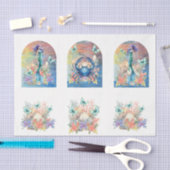 Beachy Pastel  Bloemige Zeemeermin & Schelpen Deco Tissuepapier (Craft)