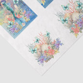 Beachy Pastel  Bloemige Zeemeermin & Schelpen Deco Tissuepapier (Detail)