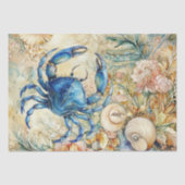 Beachy Pastel  Blue Crab & Shells Decoupage  Tissuepapier (Voorkant)